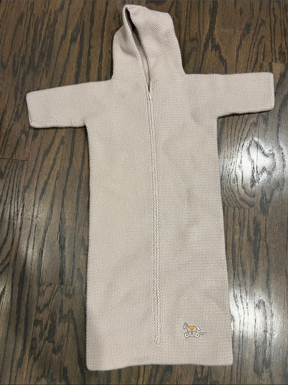 Hermes Cabriole 100% Cashmere Baby Hooded Bunting Swaddle Blanket in Light Beige
